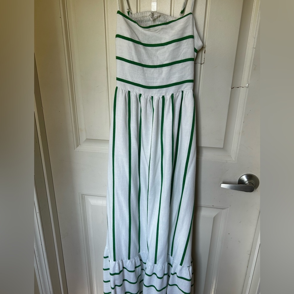 ❌❌SALE White and Green Striped Maxi Dress